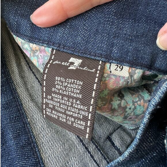 7 For All Mankind Dark Blue Distressed Low Rise Raw Hem Jean Shorts 29 - Picture 10 of 14